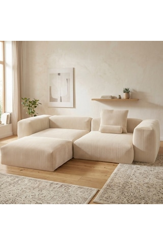 Relax Köşe Koltuk Takımı Sünger Koltuk Kanepe Divan Krem