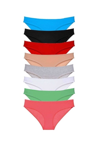 Northcity 8 Adet Süper Eko Set Likralı Kadın Slip Külot - Pamuklu Rahat Günlük Külot Seti Siyah,kırmızı,ten,gri,beyaz,yeşil,fuşya,mavi