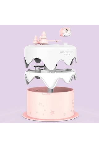 M328 Pil Tipi Mini Masaüstü Gece Lambası Karikatür Kek Sessiz Sprey Nemlendirici Pembe