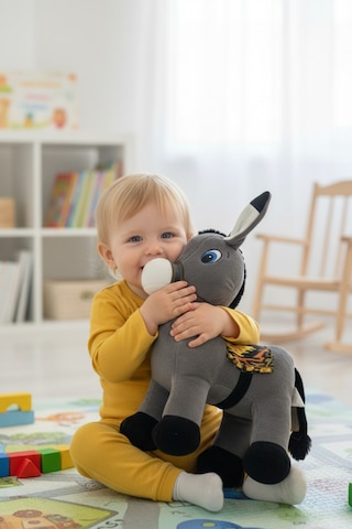 Büyük Boy Sevimli Peluş Eşek 40 Cm Yumuşak Oyuncak Sıpa Peluş Figür Dekoratif Çok Renkli