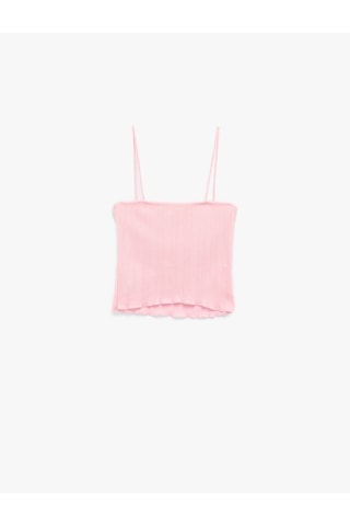 Koton Slim Fit İnce Askılı Crop Atlet Pembe 5sak10692ek Gül