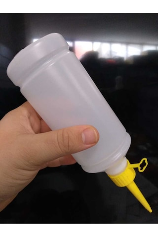 2 Adet Kapaklı Sos Şişesi Yağlık Sirkelik Sosluk Sıkmalı Fişek Pe