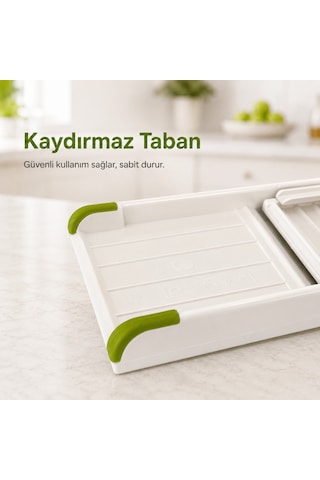 Ayarlanabilir Mandolin Dilimleyici 3 Kademeli Sebze Meyve Dilimleme Aparatı Kaydırmaz Tabanlı Güvenli Tutuculu Sariva Home Beyaz - Yeşil