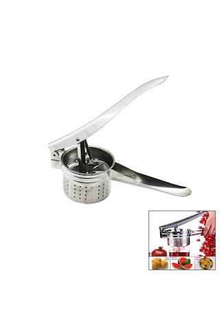 Lunaev Manuel Kollu Metal Patates Ezici Ve Meyve Presi 420ml Beyaz