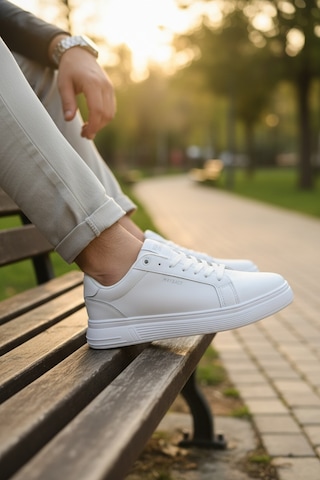 Enoch Düz Tabanlı Bağcıklı Casual Erkek Sneaker Spor Ayakkabı Beyaz