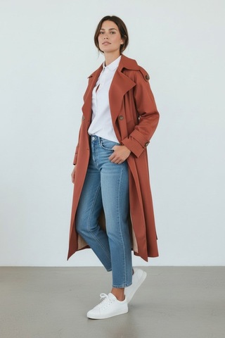 Durivya Apoletli Oversize Trençkot Kiremit