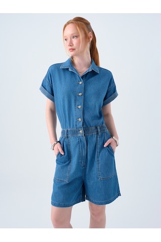 Regular Fit Kadın Tulum Denim