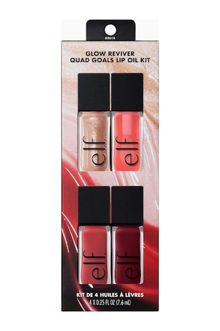 E.l.f Glow Reviver Quad Goals Dudak Yağı Seti,4 Renk, Parlak Ve Nemlendirici İçerik Rujlar Çok Renkli