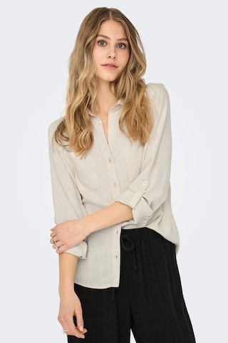 Only Onlyasmin Keten Karışımlı Regular Fit Klasik Yaka Gömlek Bayan Gömlek 15349102 Taş