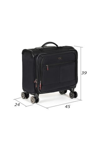 Necati Çanta Evrak Bölmeli Çok Gözlü Kumaş Çekçekli Pilot Kabin Boy Valiz Siyah-1664 Siyah