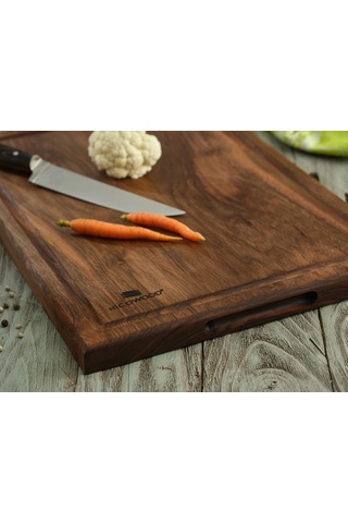 Hıcowood Şef Tipi Doğal Ceviz Kesme Sunum Tahtası – Lazerle İsim/Söz Yazılır