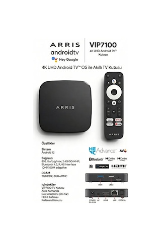 Arris 4k Android 12 Tv Box  Lisanslı Sesli Komutlu Kumanda Akıllı Televizyon Kutusu