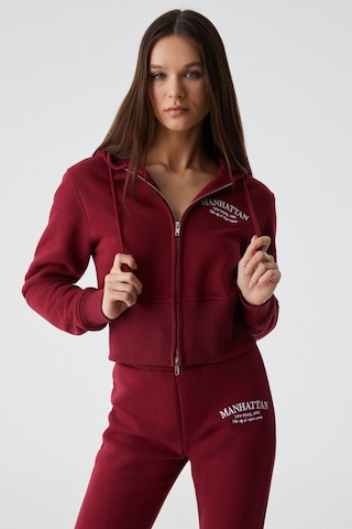 GRIMELANGE Iressıne Kadın Kapüşonlu Fermuarlı Uzun Kollu Regular Bordo Sweatshirt Bordo