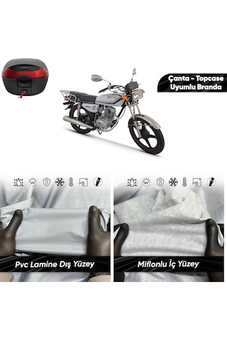 Kuba Cg150 Uyumlu Motosiklet Brandası Su Geçirmez Miflonlu Topcase Çanta Uyumlu Motor Branda