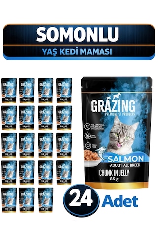 Somonlu Yaş Kedi Maması 85 Gr X 24 Adet Omega Destekli Kedi Yaş Maması