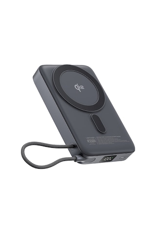 Lenyes Pw1009d Pd 35w Qi2 Teknolojili Wireless Powerbank Type-c Kablolu Standlı 15w 10000mah Gri