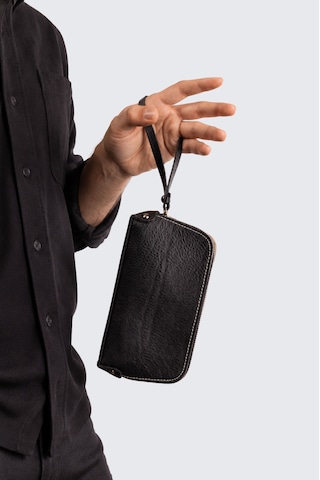 Westbag Unisex Hakiki Dana Derisi Bileklikli El Tutmalı Clutch Çanta Siyah