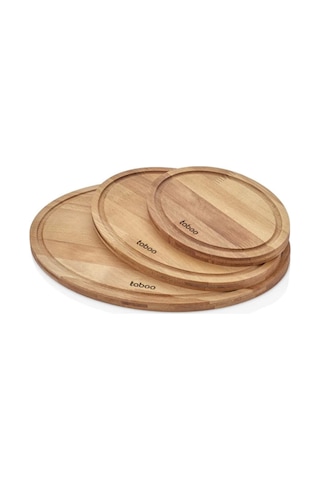 By Sinbo Tab-8182 Oval Kesme Sunum Tahtası 3'lü Set %10 Doğal 15 Mm Ahşap