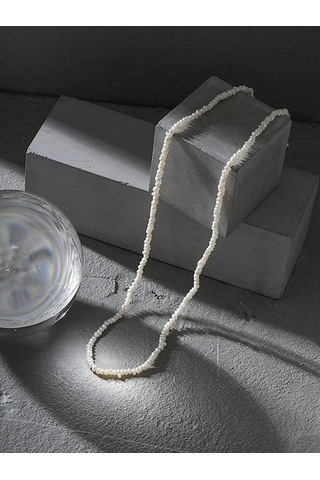 Düzensiz Barok Tatlısu Inci Kolye Kadınlar İçin 925 Ayar Gümüş Minimalist Boho Aksesuarları Güzel Kuyumculuk Zincir Kolyeler Altın - Beyaz