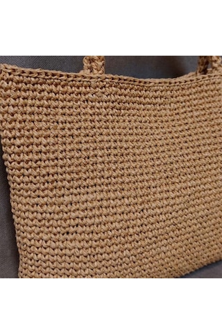 Uretti - Volkan 4975 7694 El Yapımı Kağıt İp El Çantası Kahverengi