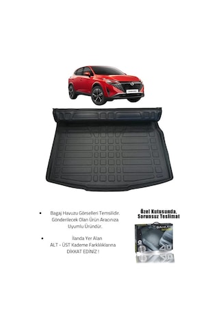 Sahler Qashqai E-power 2022 + Uyumlu 4.5d Premium Havuzlu Oto Paspas Ve Liner Marka 3d Alt Bagaj Hav
