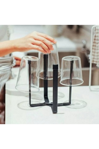 Dancemonkey Cbtx Nordic 4 Kollu Çöp Torbası Tutucu, Katlanabilir Demir Raf - Siyah Yatak Odası Çok Renkli