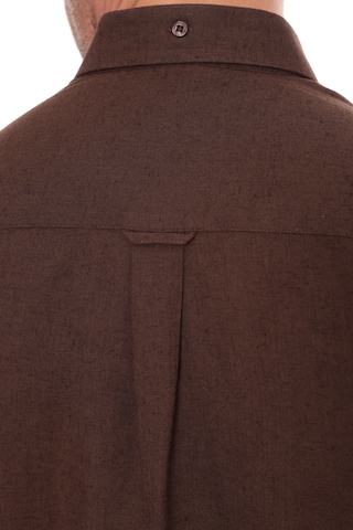 Slim Fit Uzun Kol Yaka Düğmeli Nefes Alan Keten Hediye Kutulu Erkek Gömlek Fs-004548 - Koyu Kahve-3239