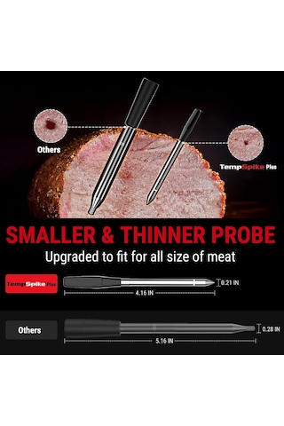Thermopro Tp970 Tempspike Plus Tam Kablosuz Akıllı Et Termometresi, 182m Ultra Menzilli Bluetooth Barbekü Ve Fırın Isı Ölçer Turuncu