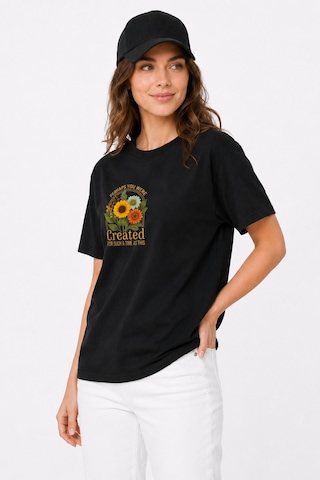 Bayloranzzo Perhaps %100 Pamuk Heavy Cotton Premium Kalite Kadın Tişört Siyah