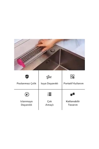 Buffer Evye Üstü Katlanır Nihale Paslanmaz Çelik Pratik Sebze Meyve Bulaşık Kurutma Süzgeci Sku: Smg8690010176608 -