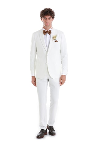Hatemoğlu Beyaz Slim Fit Düz Çıkma Şal Yaka Smokin Damatlık 33122124c002 001 Beyaz