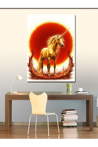 Kanvas Tablo Alevli Unicorn Ve Büyü 70cmx100cm