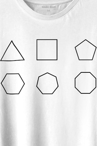 Geometri Çokgenler Üçgen Beşgen Altıgen Sekizgen Baskılı Tişört Unisex T-shirt 001