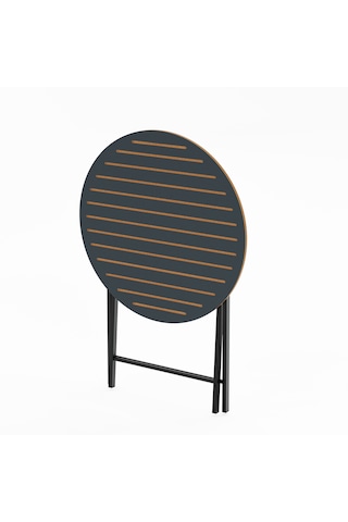 Katlanır 4 Kişilik Yuvarlak Bahçe Masası Bistro Masa 70x70 Füme 1