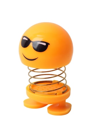 Güneş Gözlüklü Emoji Smile Zıp Zıp Kafa 8 Cm Araba Torpido Süsü Masaüstü Dekoratif Figür Pasta Süsü Emoji
