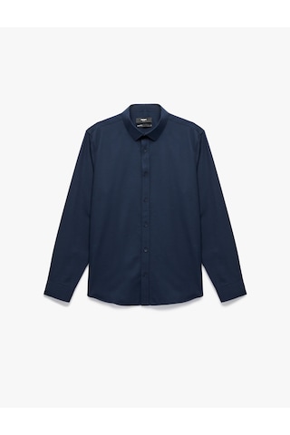 Koton Yarım İtalyan Yaka Uzun Kollu Slim Fit Klasik Gömlek Lacivert 6wam60159hw Lacivert