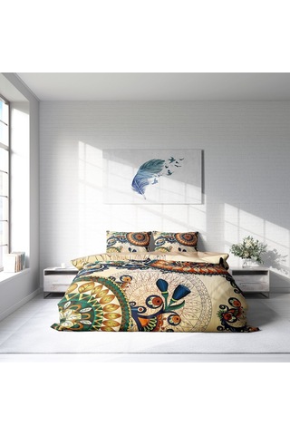 Monohome Otantik 3D Pamuk Saten Çift Kişilik Nevresim Takımı Çok Renkli