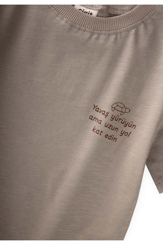 Cigit Slogan Baskılı T-shirt 2-10 Yaş S Vizon