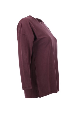On Kadın Oversize Uzun Kol Minimalist Bluz - Rahat Ve Şık Bordo