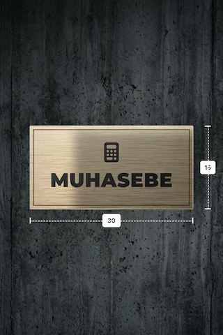 Muhasebe Yazılı - Metal - Gold Renk - Kapı İsimliği - 30x15 Cm