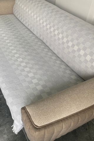 Miracolo Home Pamuklu Koltuk Örtüsü Şalı Kaymaz Dokulu Çok Amaçlı Kanepe Çekyat Örtüsü 170x200 Cm 2'li Paket Açık Gri