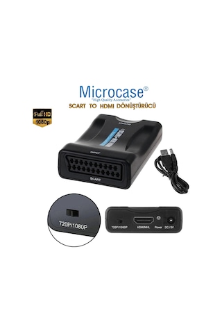 Microcase Scart To Hdmı Dönüştürücü Adaptör Siyah - Al2621