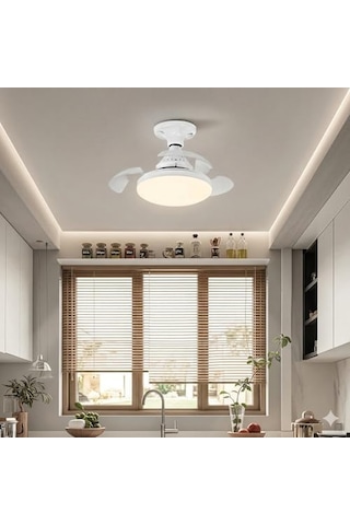 Dolunay Fanlı Led Ampul - 72w 7850 Lümen - 3 Renk Yanma Modlu Beyaz, Gün Işığı, Natural - Uzaktan Kumandalı, Cata Dimlenebilir Hayalet Pervaneli Tavan Vantilatörü Ve Aydınlatma