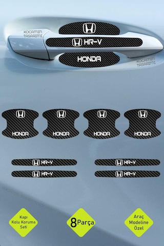 Yeni Nesil Honda Hr-v Karbon Kapı Kolu Koruma Seti Hr-v Modeline Tam Uyumlu, Beyaz Yazılı Tasarım
