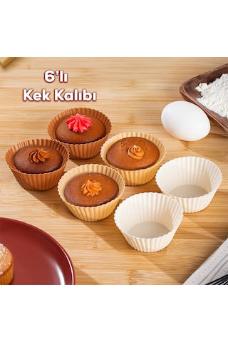 Perotti 16309 Silikon 6'lı Mini Kek Kalıbı Muffin Kek Kalıbı