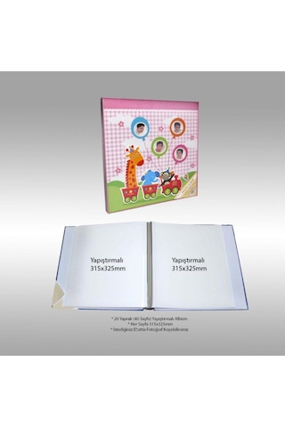 20 Yaprak 40 Sayfa 315x325mm Yapıştırmalı Bebek Albümü Pembe