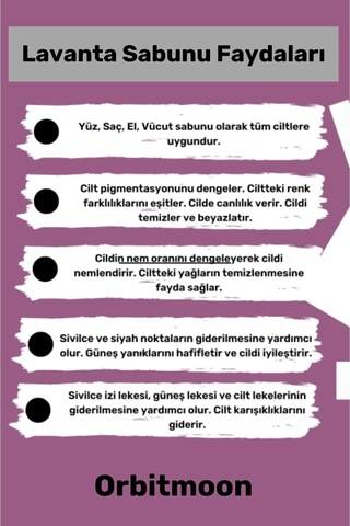 %100 Bitkisel Doğal El Yüz Saç Cilt Vücut Güzel Kokulu Orijinal Saf Lavanta Sabunu 120g - 1 Adet