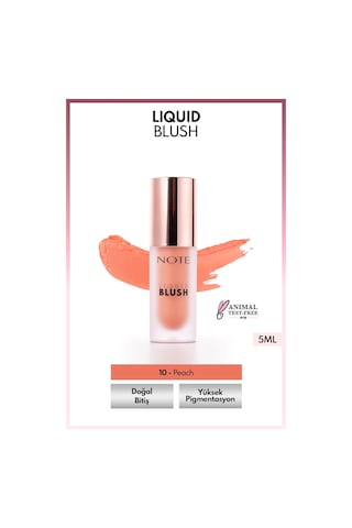 Note Cosmetique Liquid Blush Nemlendirici Etkili Likit Allık - 10 Peach (Işıltılı)