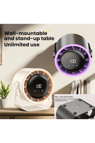 100 Vites Yüksek Hızlı Dolaşım Fan Şarj Edilebilir Masaüstü Dijital Ekran Turbo Duvara Monte Fan, Boyut:beyaz