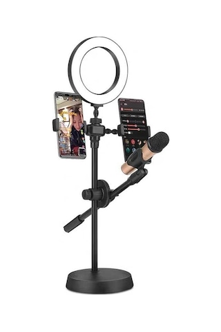 Fuchsia Dual Small Light Işıklı Telefon Tutucu 9Cm Ring Light